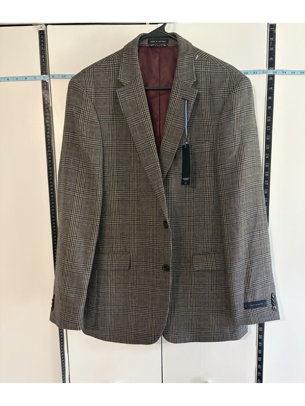NWT $398 Tommy Hilfiger Luxury 100% Lambswool Glen Plaid Slim Fit Blaze 39L Lux